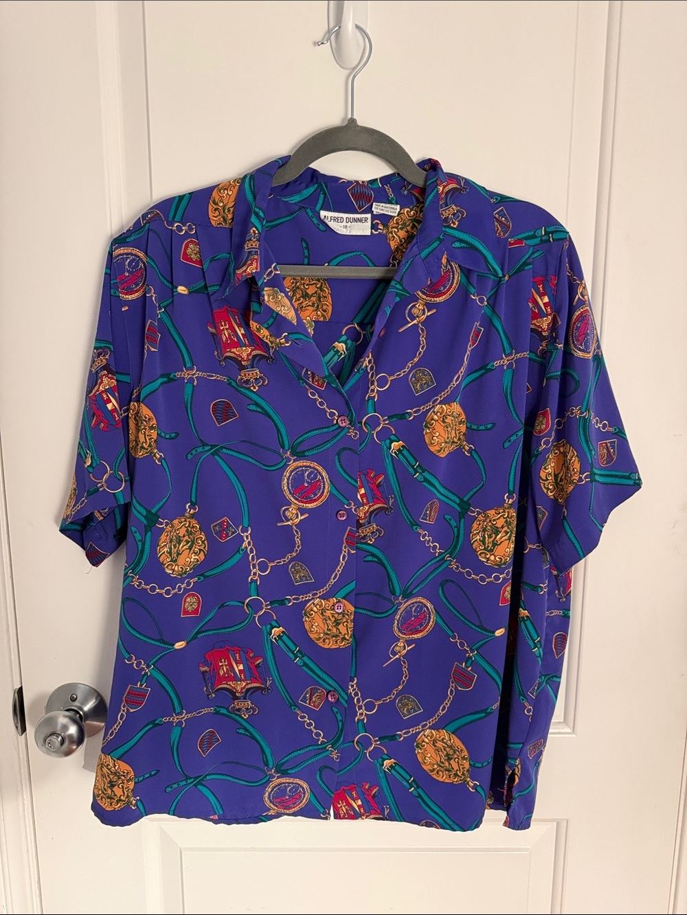 Alfred Dunner Purple Medallion Chain Print Shirt